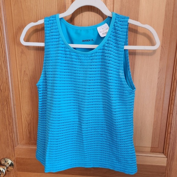 Danskin Tops - Danskin XL Active Tank Top Blue Sleeveless Athletic Layering Built-in Bra